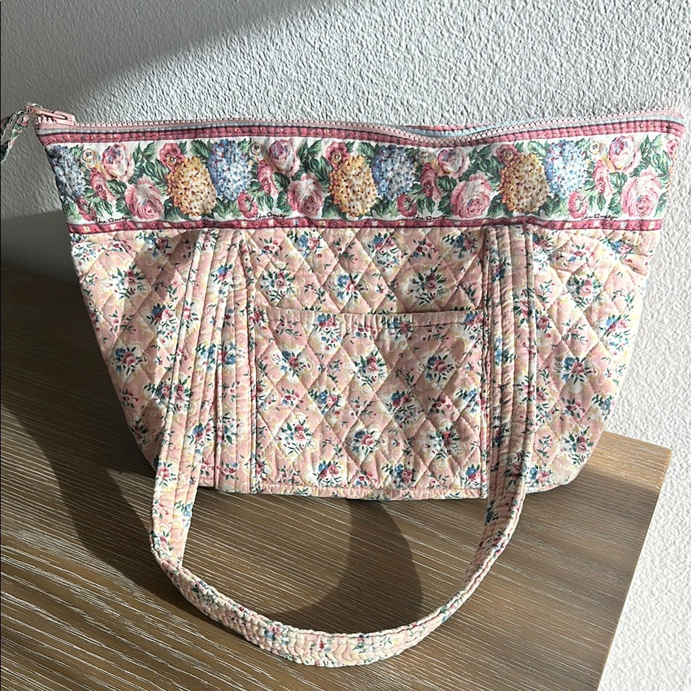 Vintage Vera Bradley Floral Quilted Tote Bag - Pink